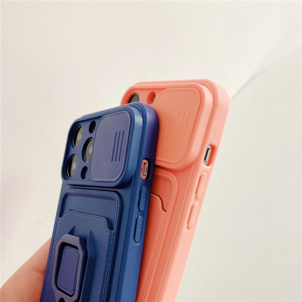 Crossbody Lanyard Silicone Ring Holder Card Wallet Case For iPhone 17 16 15 13 11 12 14 Pro Max XS XR 8 Plus Slide Camera Cover