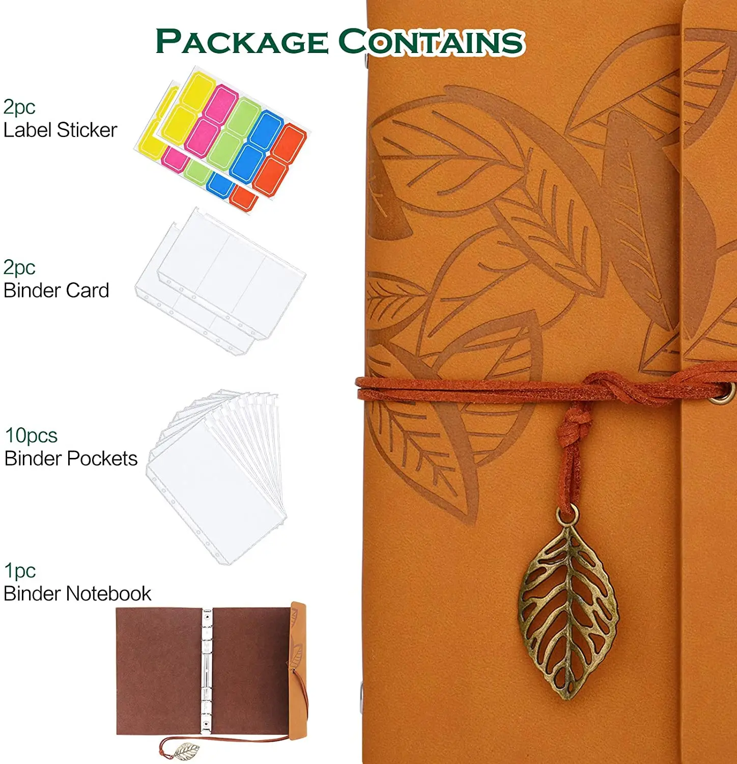 A6 PU Leather Binder Budget Cover with 10Pcs Binder Pockets/2Pcs Binder Cards/2 Label Stickers for Cash Envelopes, Card Storage