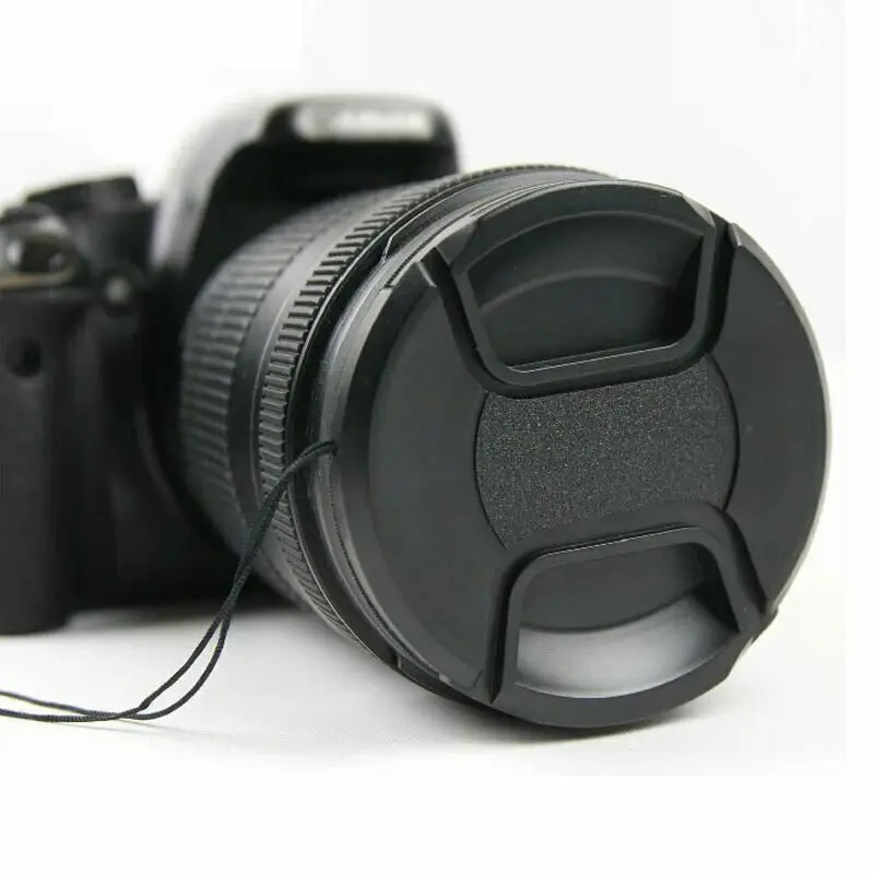 37/40.5/43/46/49/52/55/58mm centrum Pinch zatrzask na przedniej czapka dla wszystkich canon nikon sony obiektyw