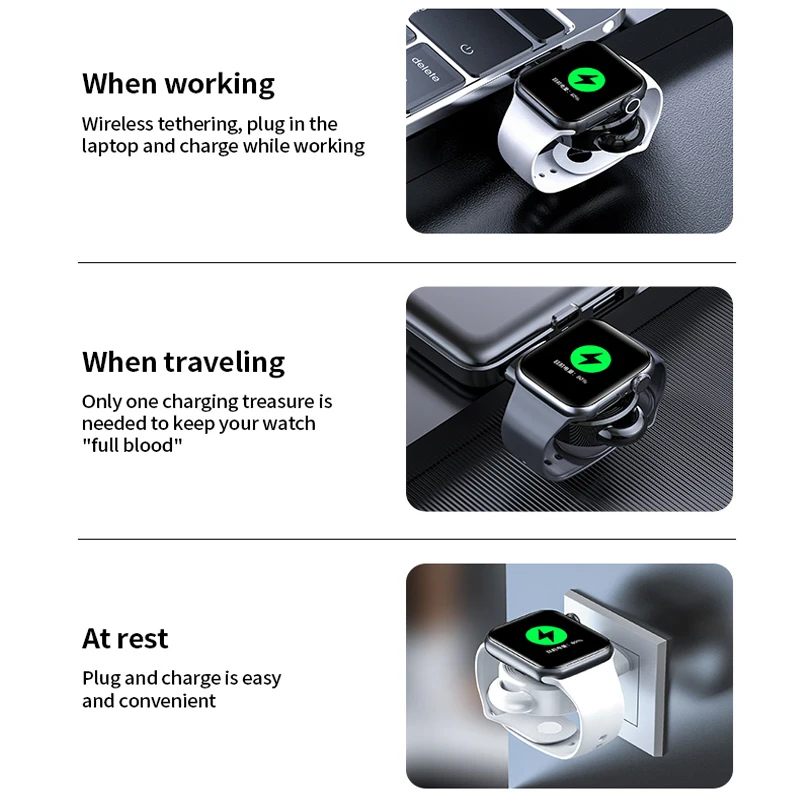 QI Wireless Charger For IWatch 5 4 3 2 1 Portable Mini External Battery Pack For Apple Watch Wireless Fast Charger USB Charger