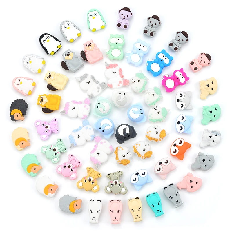 LOFCA Fashion Charm Jewelry Animal Mini  Silicone Beads Necklace BPA Free Silicone DIY  bracelet necklace jewelry accessories