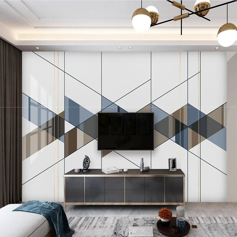 Custom Any Size Wallpaper 3D Self-Adhesive Modern Minimalist Geometric Lines Living Room TV Papel De Parede Fresco Tapety Stick