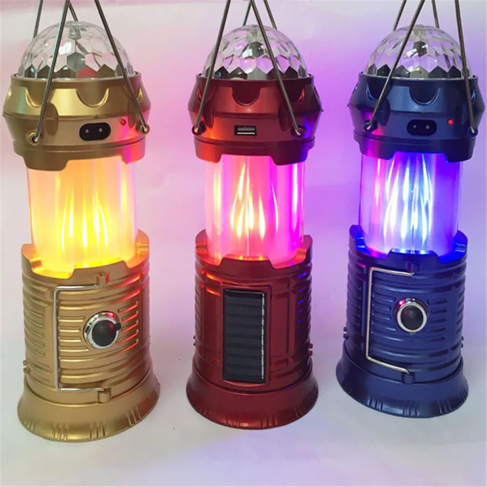 

RGB Color 4-in-1 LED Camping Light, Crystal Ball, Stage Light Effect, Flame Lantern, Night Lamp for Hiking,Fishing,Emergency