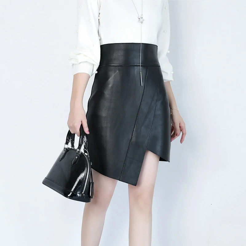 Genuine Leather Skirt Women Natural Real Sheepskin High Waist Quality Sexy Mini Short Skirts Runway Designer Ladies Miniskirts