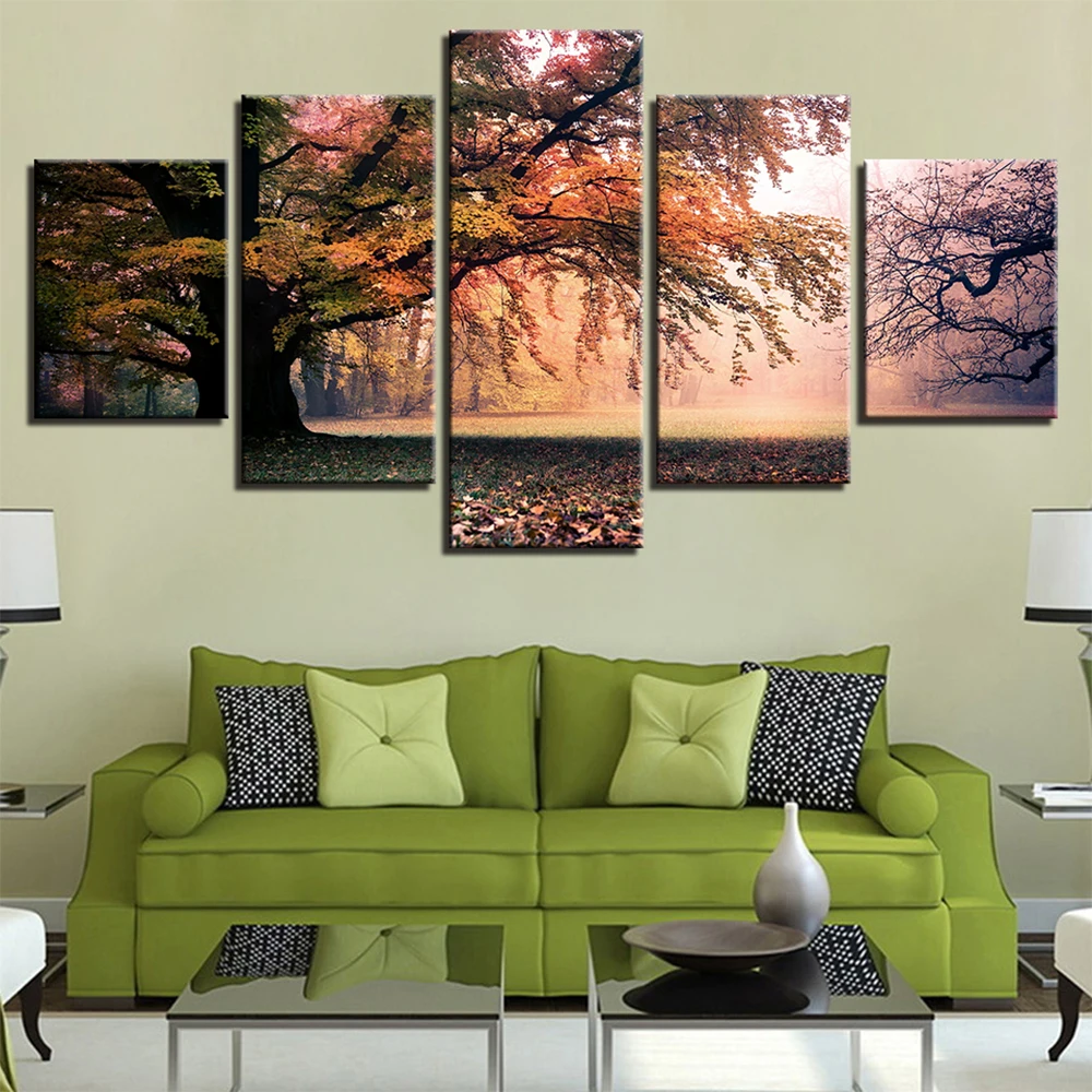 5 Pieces Wall Art Canvas Painting Landscape Poster Moon Modular Pictures Home Decoration Modern Living Room Bedroom Framework