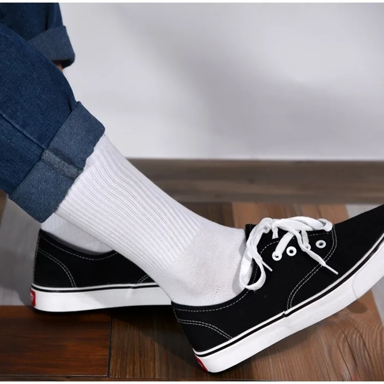 Men Socks Cotton Solid Color Harajuku High Tube Socks Business Mens Standard 1 Pair White Black Drop Ship Gifts for Man Soks