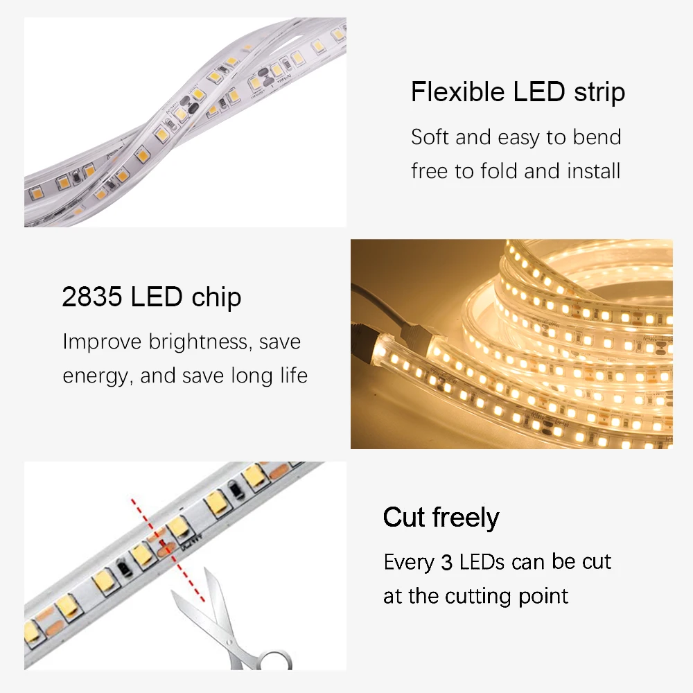 12V 24V 2835 Led Strip Light impermeabile IP67 SMD2835 120LED/m nastro Led flessibile bianco caldo 0.5M 1M 5M 10M decorazione della casa