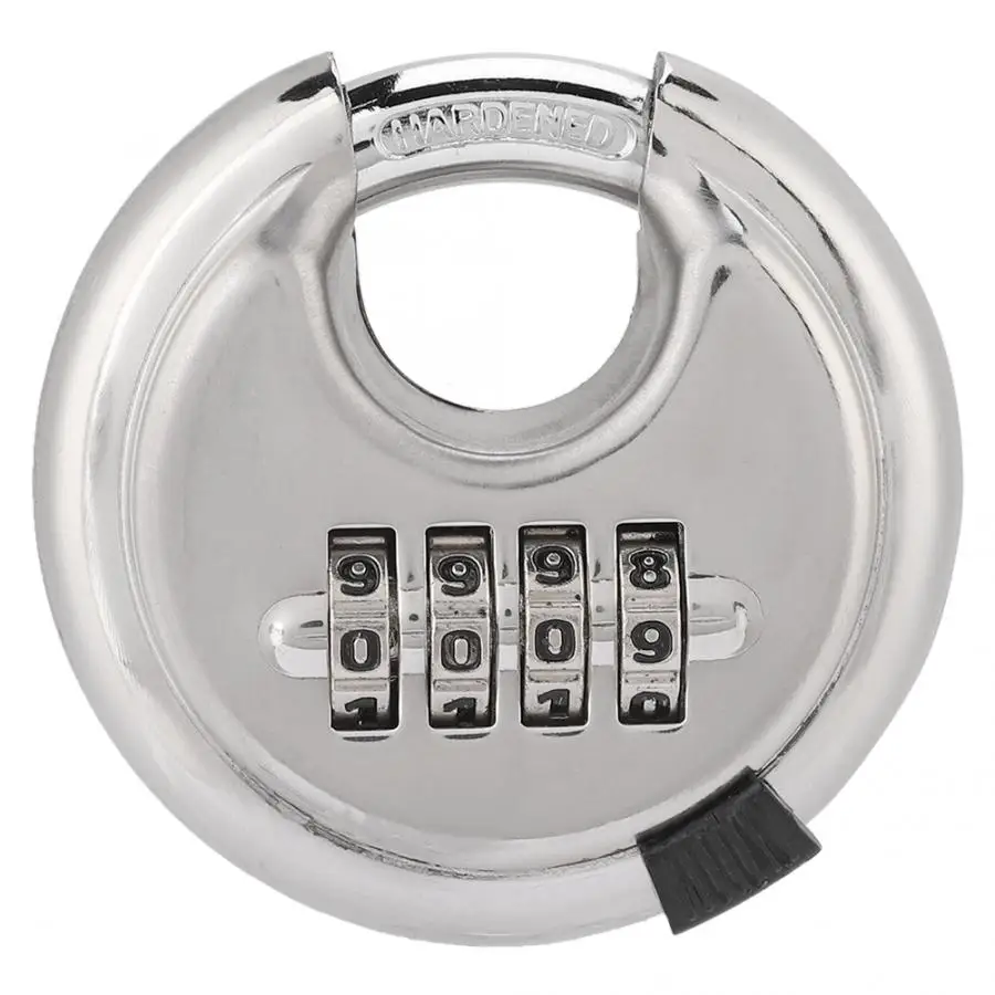 4 Digits Combination Coded Lock Keyless Safety Stainless Steel Round Password Padlock For Gym Toolbox Suitcase Warehouse Cabinet