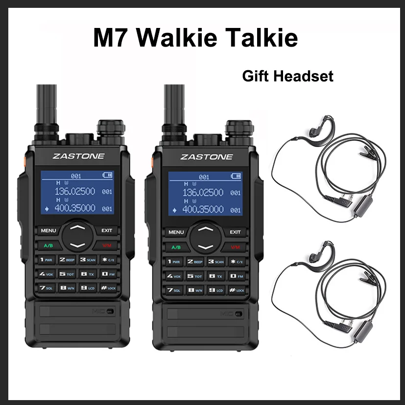 Imagem -02 - Zastone-walkie Talkie Estação de Rádio em Dois Sentidos Freqüência Amador Uhf Vhf 5w Banda Dupla 220mhz m7 Pcs