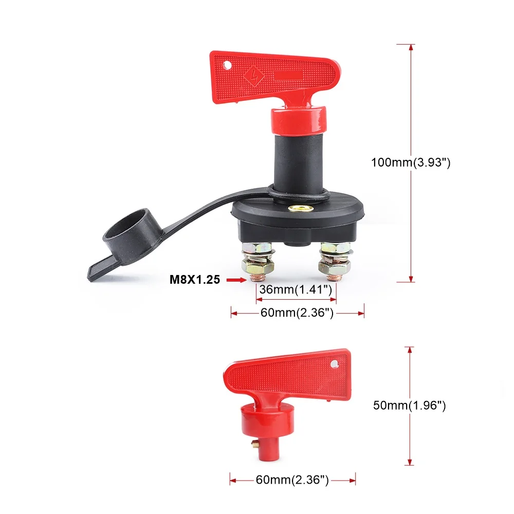 300A 12V Red Key Cut Off Kill Battery Switch Main Vehicle Modified Isolator Disconnector Car Power Switch For Auto Truck Boat