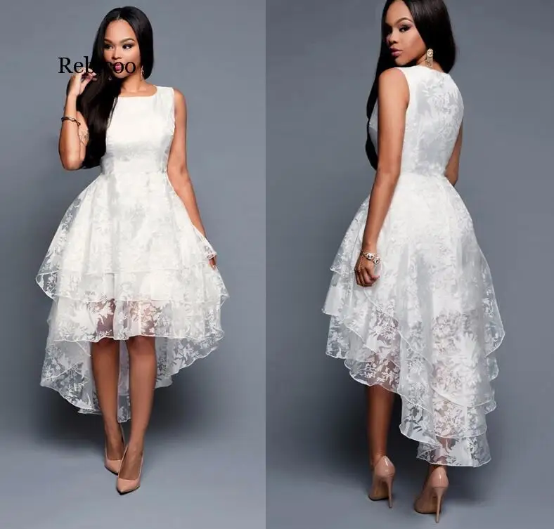 Robe de soirée en tulle blanc pour femme, tenue élégante, sans manches, slim, devant court, dos long, bouffante, mode printemps été