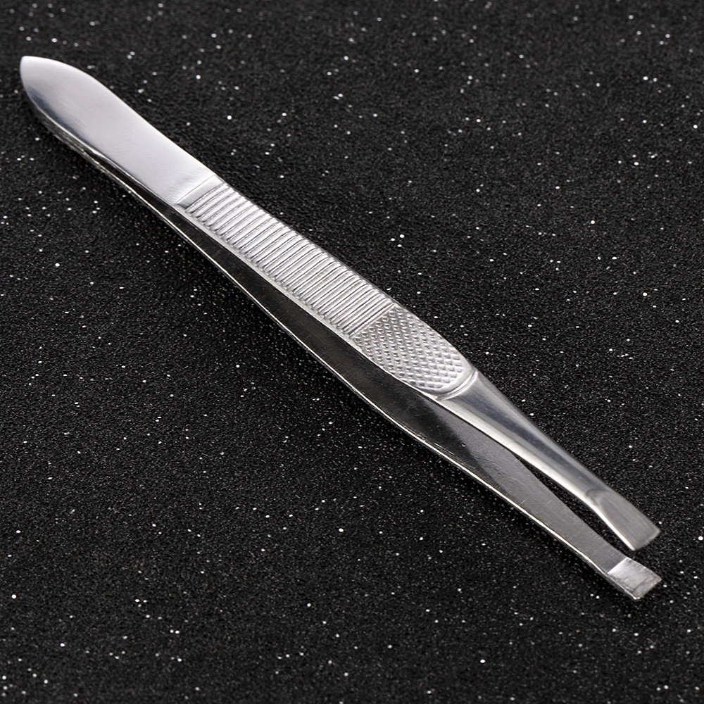 1PC Eyebrow Tweezer Hair Flat Tip Puller Stainless Steel Eye Brow Clips Effective Eyelash Extension Removal Beauty Makeup Tool