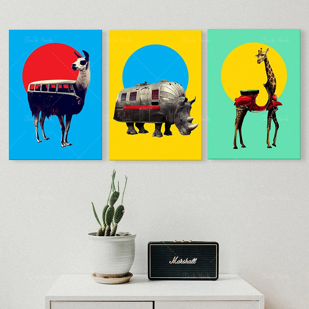 

Animal Canvas Print, Funny Animal Art Canvas Set, Animal Wall Decor Gift, Canvas Wall Art Gift, Travel Home Decor Art