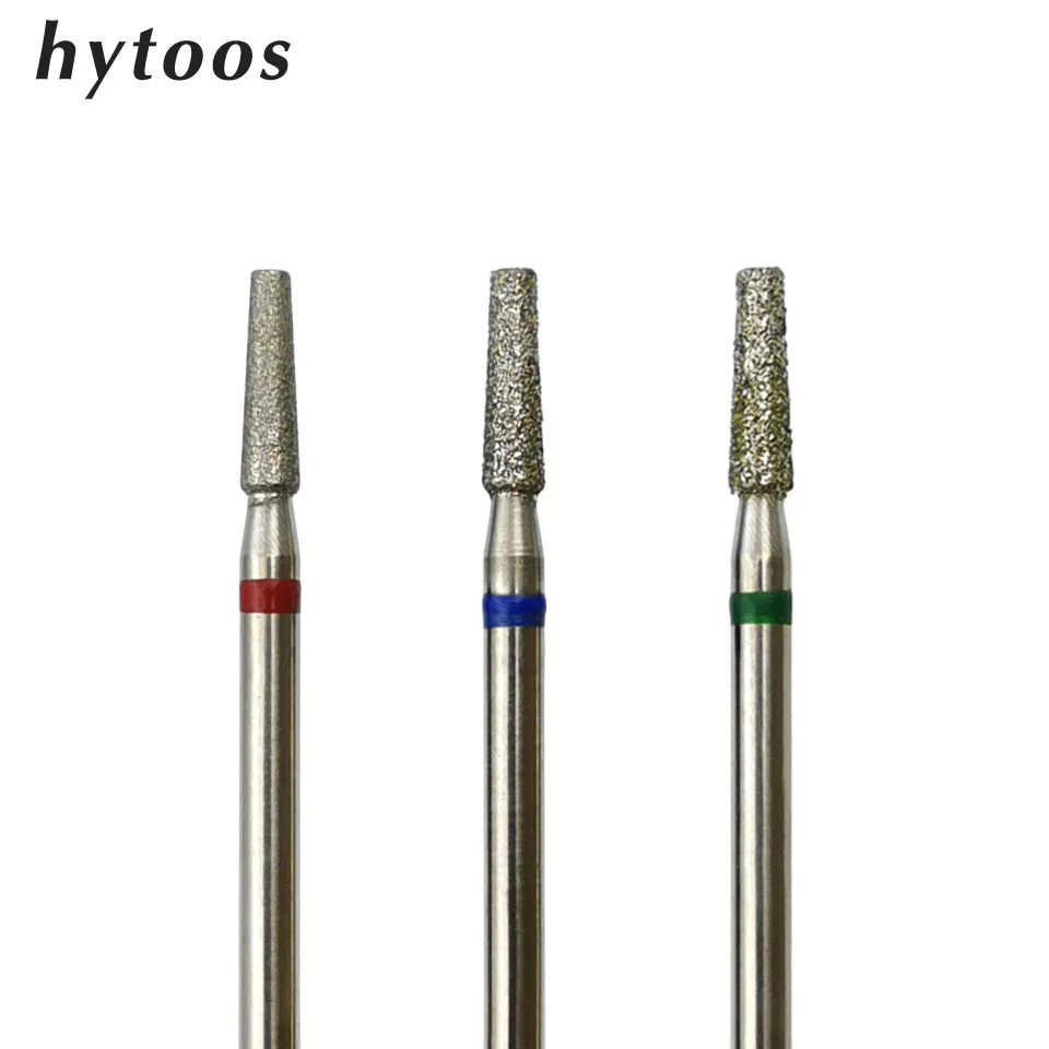 HYTOOS Column Diamond Burr Nail Drill Bits Rotary Russian Cuticle Bit  Electric Manicure Drill Nails Accessories Tool