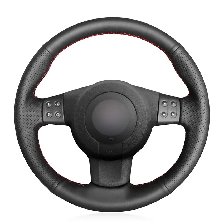 Hand-stitched Black Leather Custom Car Steering Wheel Cover for Seat Leon (MK2 1P) Ibiza (6L) Altea XL 2007-2009