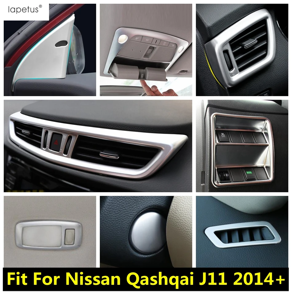 

Matte Accessories For Nissan Qashqai J11 2014 - 2020 Pillar A Air AC Vent Reading Light Steering Wheel Gear Panel Cover Kit Trim