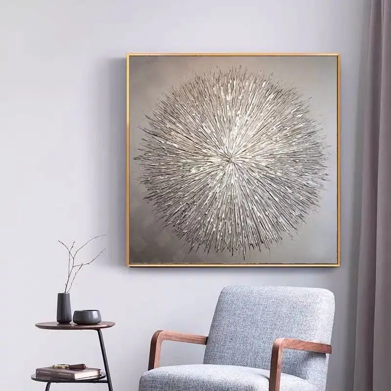 

Silvery Acrylic Canvas Painting hand painted abstract painting Nordic Style Quadro Caudro Decoration Wall Art for Living Room