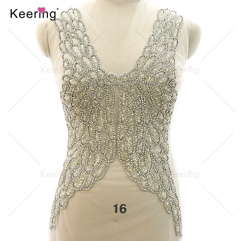 

Silver Embroidery Rhinestone Body Applique for Wedding Dress, New Production WDP-366