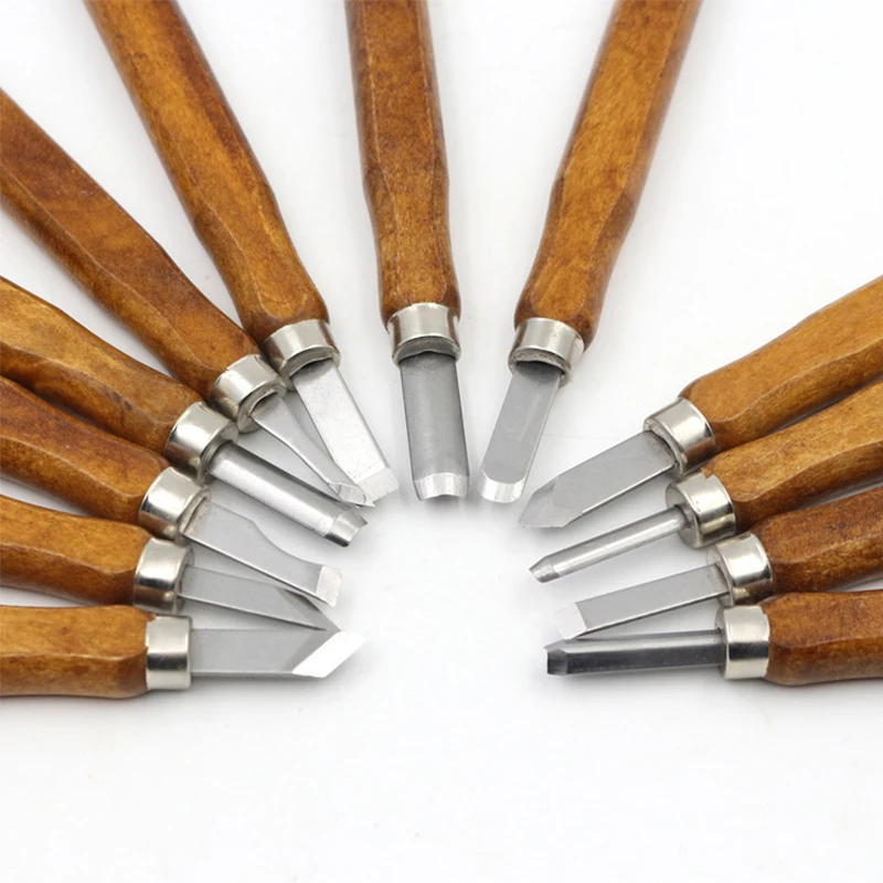 12 pz/set intaglio del legno scalpelli strumenti intaglio del legno per fai da te incisione del legno oliva intaglio coltello Set di strumenti coltello fatto a mano