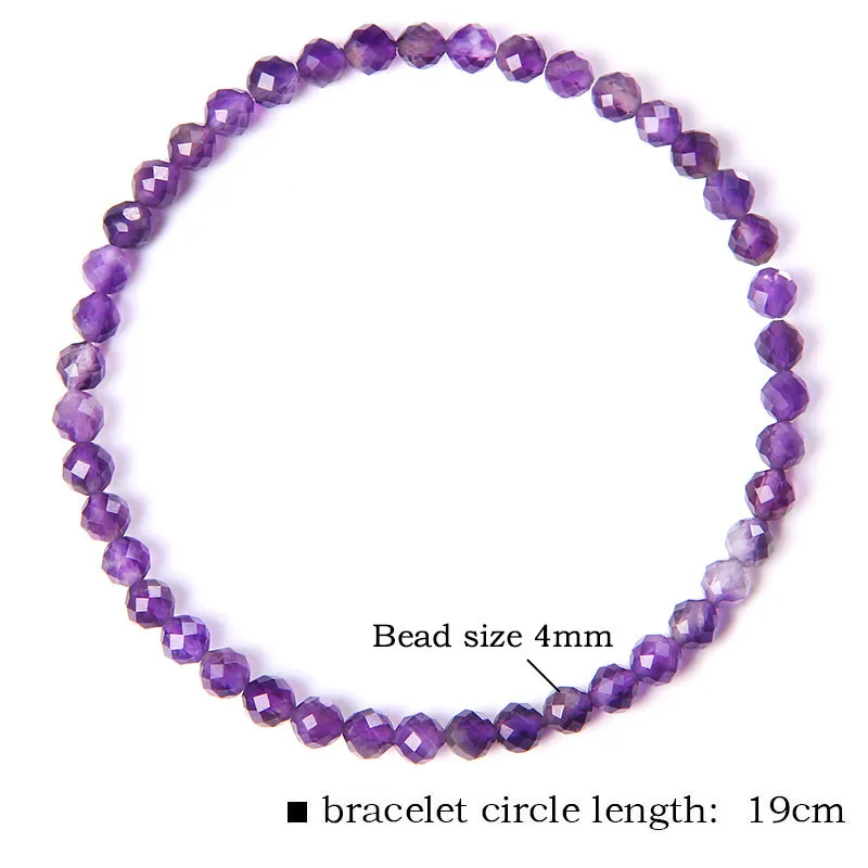 4mm Faceted Zircon Beaded Bracelets Stretch Small Natural Crystal Stone Bracelet For Women Men Shiny Jewelry Thin Bangles Gift