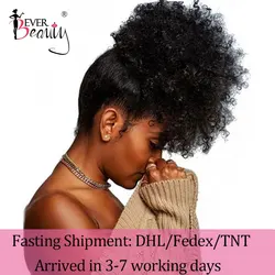 Ponytail Human Hair Mongolian Afro Kinky Curly Wrap Around Ponytails 4B 4C Clip In Extensions For Women Ever Beauty Remy