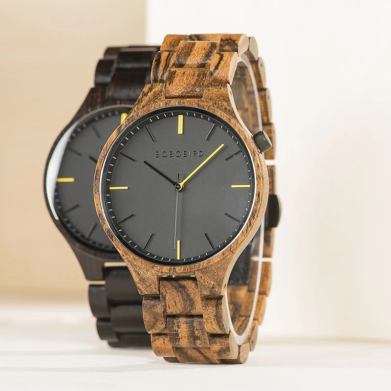 BOBOBIRD montre homme Watches Mens Wood Timepiece Wristwatch with Gift Wooden Box Dropshipping V-S27