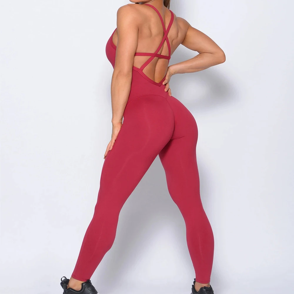 2024 New Women\'s Yoga Fitness Backless Overalls Bodysuit Fitness Rompers Sexy Sport Suit Leggings Jumpsuit Combinaison Gym Set