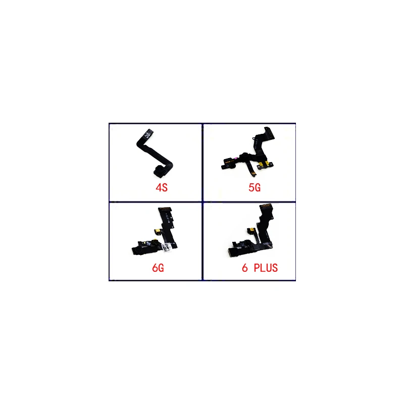 Tested Front Camera For iPhone 4s 5S 6 S 7 8 Plus X XS Front Camera Flex Cable With Cam Plastic Ring Proximity Sensor Facing