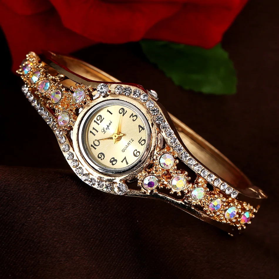 Reloj de cristal, relojes de diamantes para mujer, relojes elegantes de lujo para mujer, reloj de vestir para mujer, relojes de cuarzo, reloj