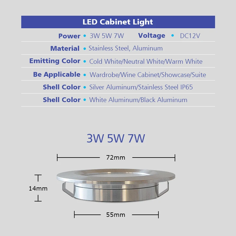 4Pcs LED 미니 스포트 라이트 캐비닛 램프 옷장 빛 IP65 방수 12V 5 W 3W 7W 천장 숨겨진 Downlight 울트라 얇은 스포트 라이트