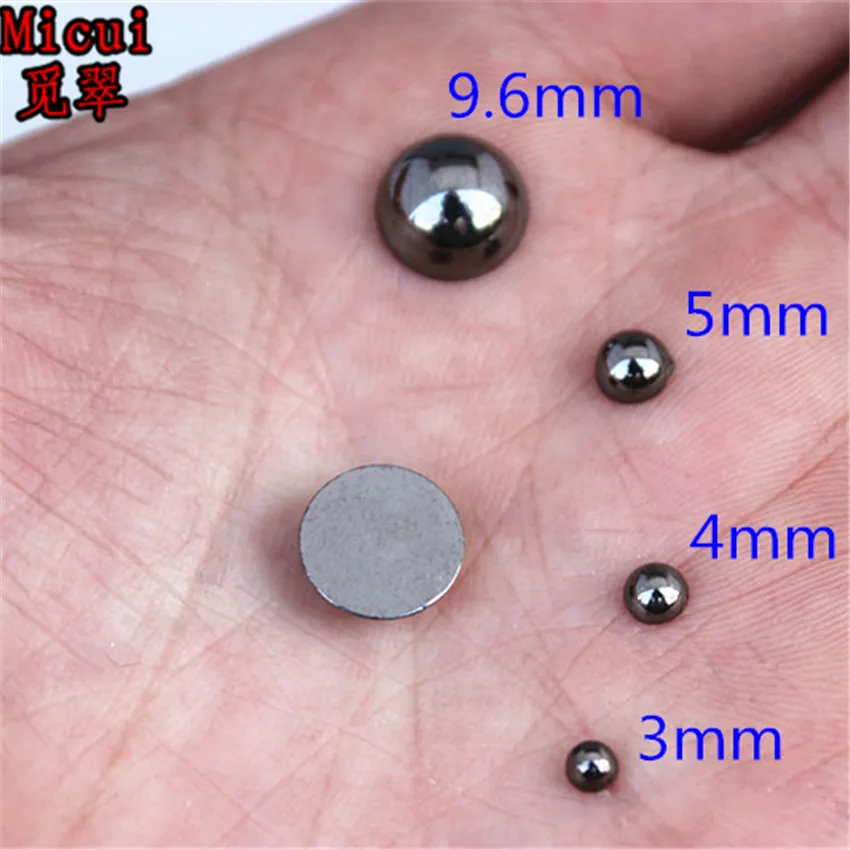 Micui 3 /4/ 6mm Ancient Silver Imitation Pearl Half Round Beads Rhinestone Applique Flatback Crystal DIY Scrapbook MC202