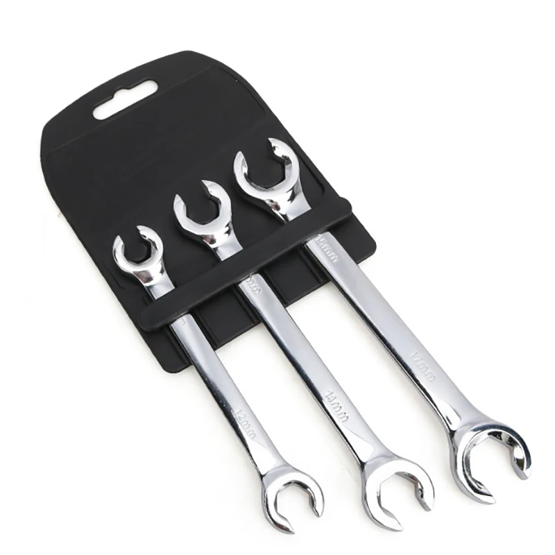 3Pcs 10-17mm Oil Pipe Flare Nut Wrench Set Of Keys Multitools Full Polish High Torque Hand Tool Brake Wrench For Car Repair