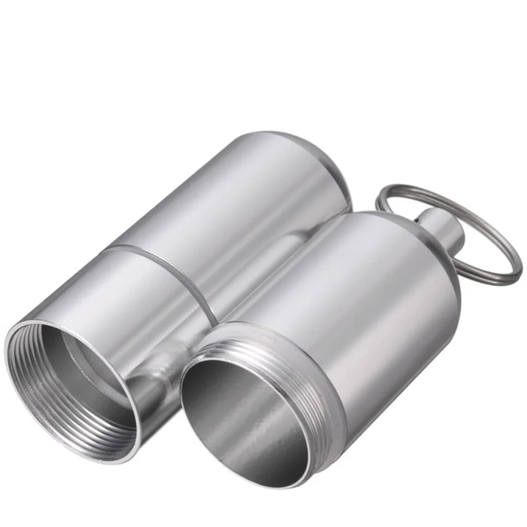 Mini Aluminum Cigarette Case Holder with Key Ring, Waterproof Round Cigarettes Pocket Box
