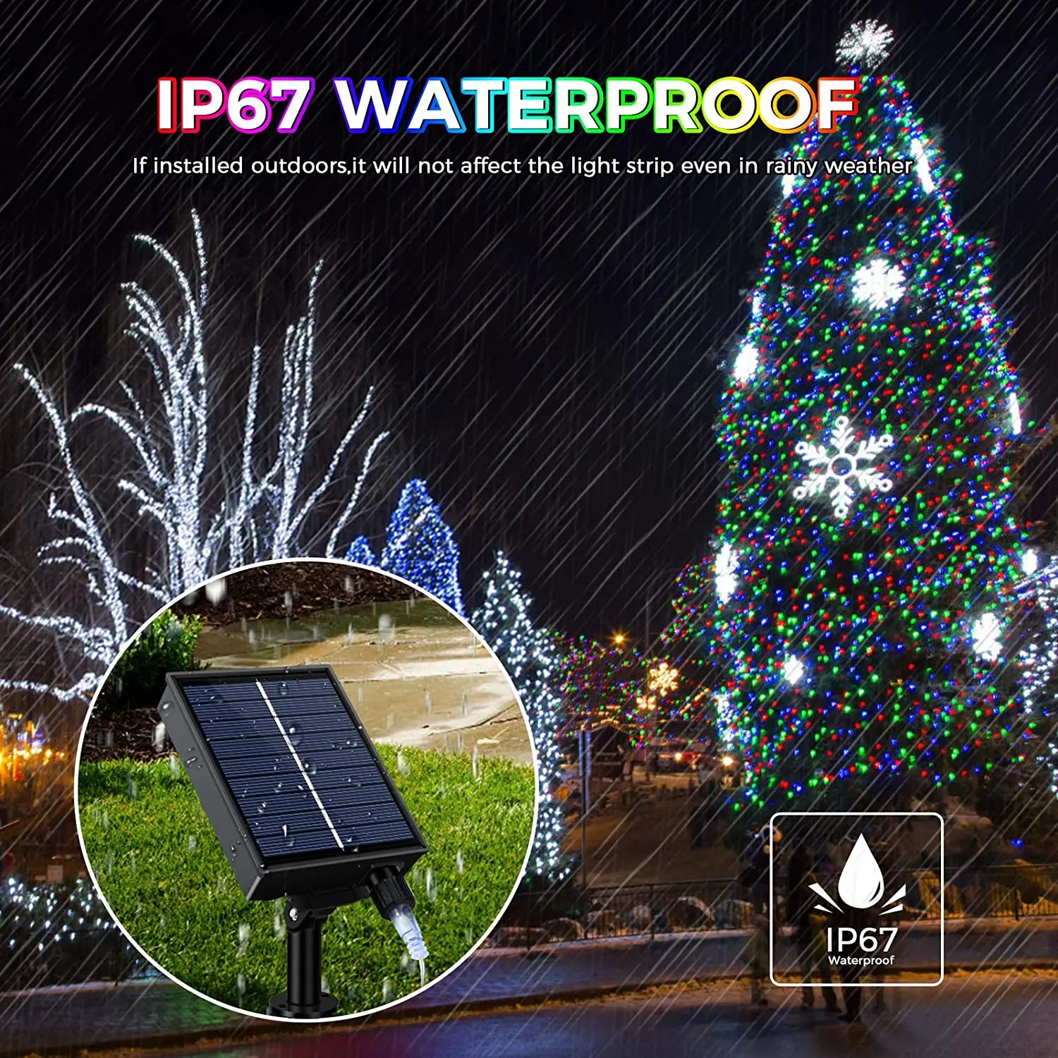 Solar String Lights Outdoor 8 Modes Waterproof Solar Fairy Lights with Remote Control for Patio Yard Christmas Trees Party Decor