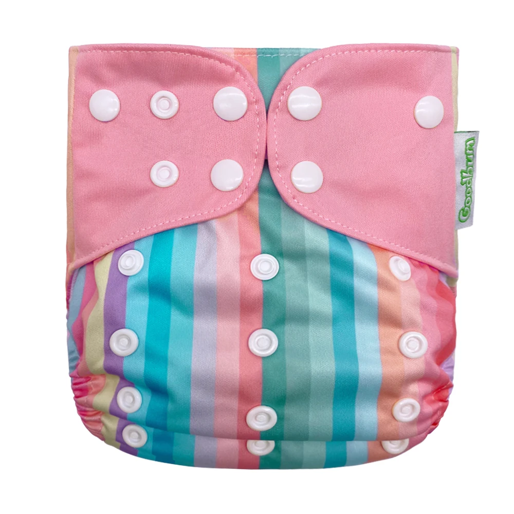 Goodbum – ensemble de couches lavables et réglables en maille pour bébé de 3 à 15KG, ensemble de 3 pièces, avec poches, Double gousset, en maille,