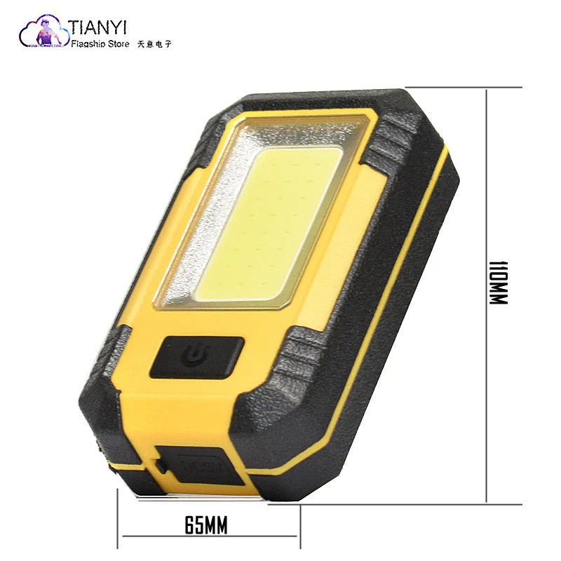 Luz de trabajo COB LED portátil, linterna súper brillante, recargable por USB, lámpara de camping impermeable, gancho magnético, salida de 5V