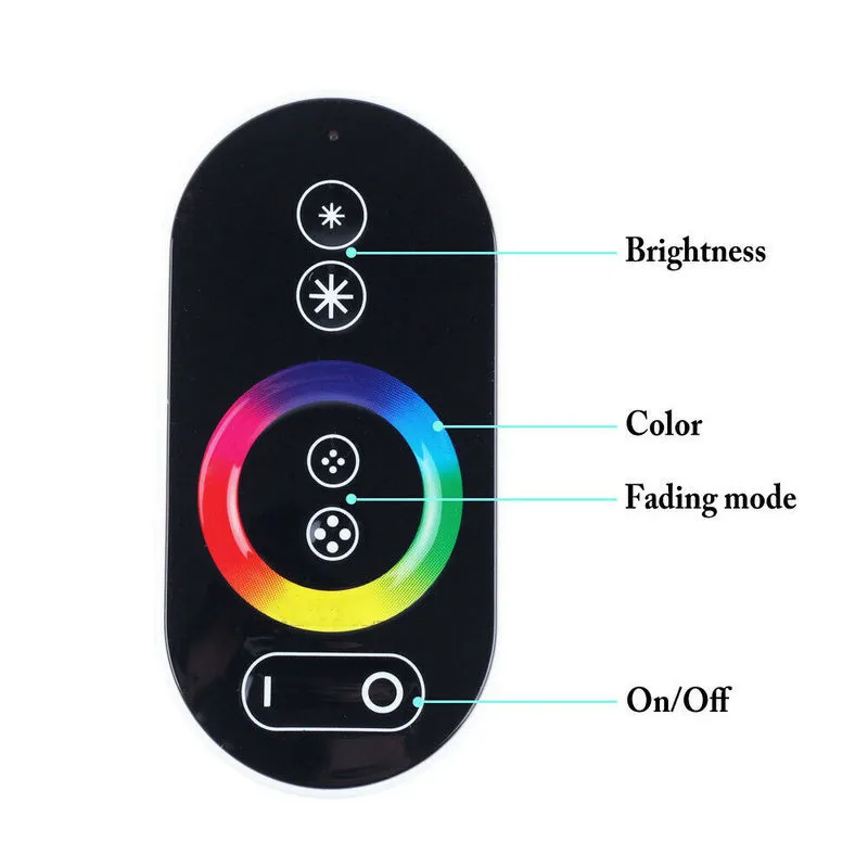 Dispositivo de iluminação led para fibra óptica, controlador remoto por toque 2.4g 16w rgbw, dispositivo de iluminação faça você mesmo, pmma, multicolorido