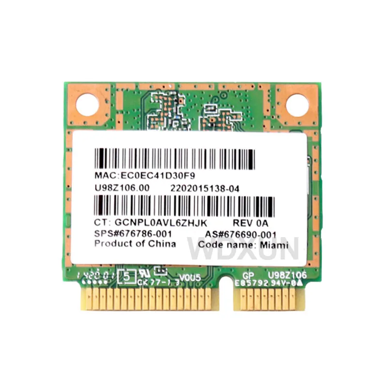 Atheros 하프 미니 PCIe 무선 300M + BT4.0 카드, SPS:676786-001, HP 2170p 4340s 4441s 노트북용 AR9462 AR5B22 WB222