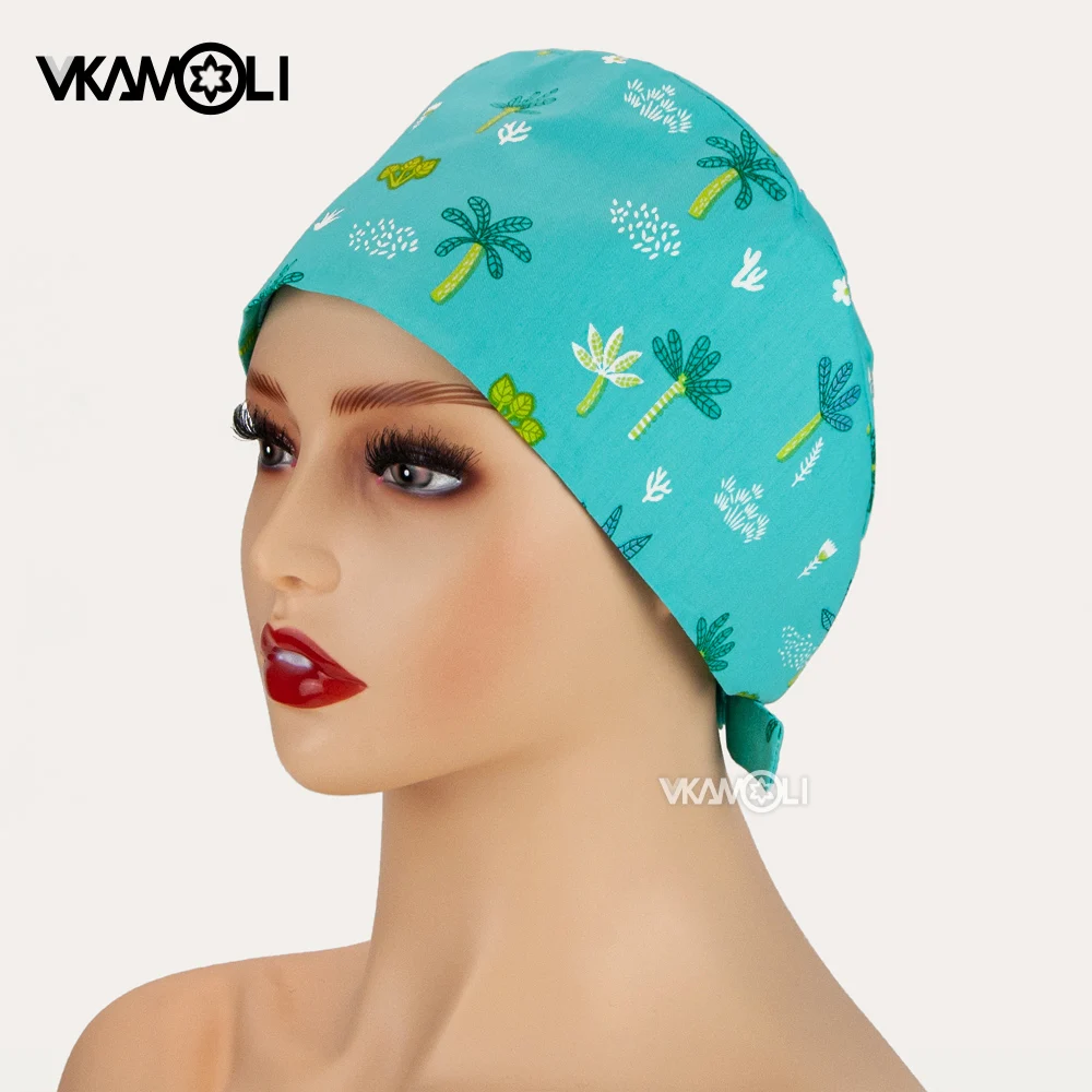 

wholesale cotton printed surgical cap dental care scrub cap beauty salon nurse work cap spa lab scrub cap nurses hats for women