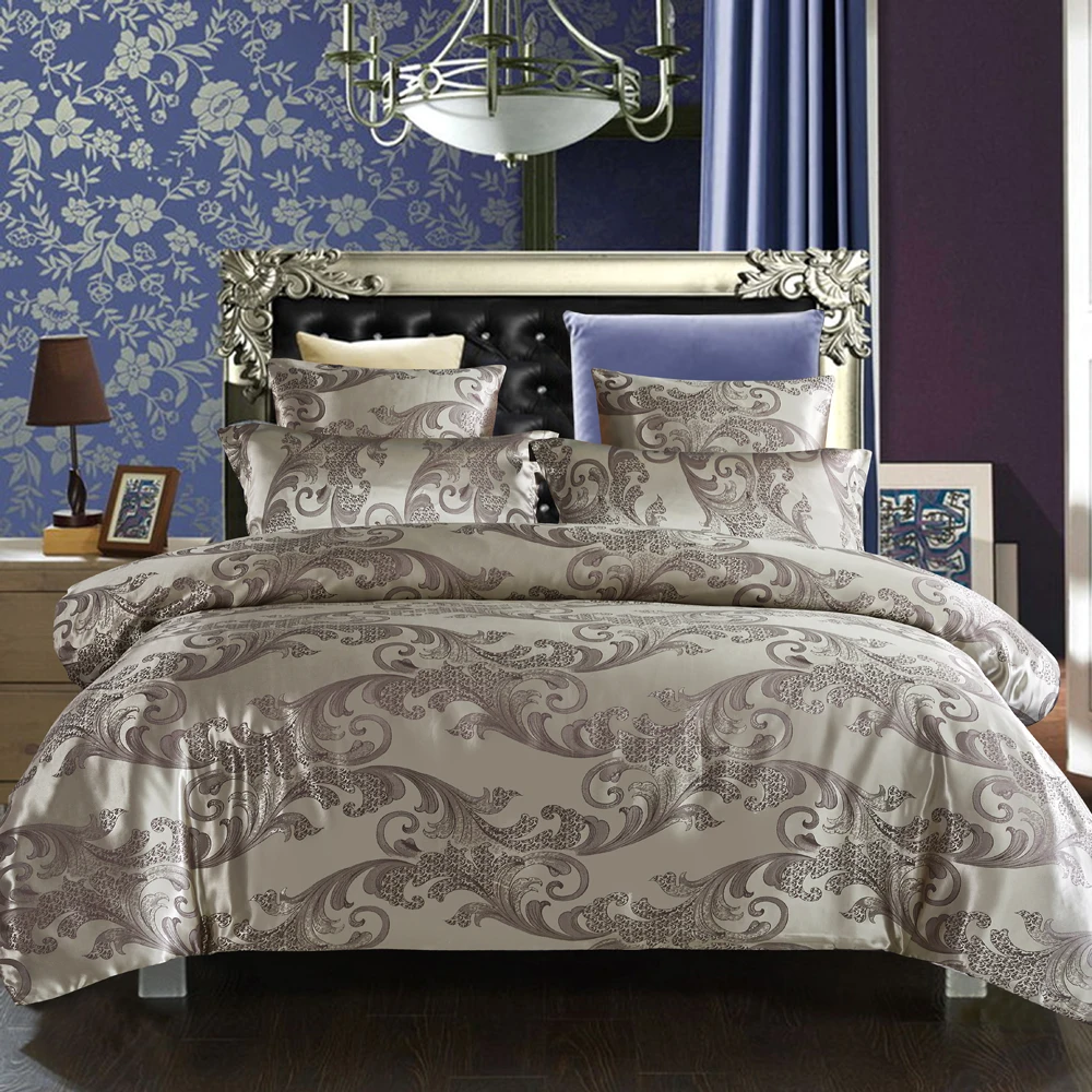 

Luxury Satin Jacquard Bedding Set Queen Size Duvet Cover and Pillowcase Set King Quilt Cover Bed Set Home Textile