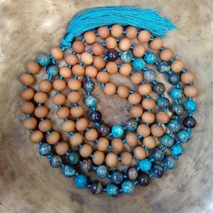 8mm Turquoise 108 Buddha Beads Tassels Necklace Buddhism pray Natural mala Lucky Bless yoga Prayer Men