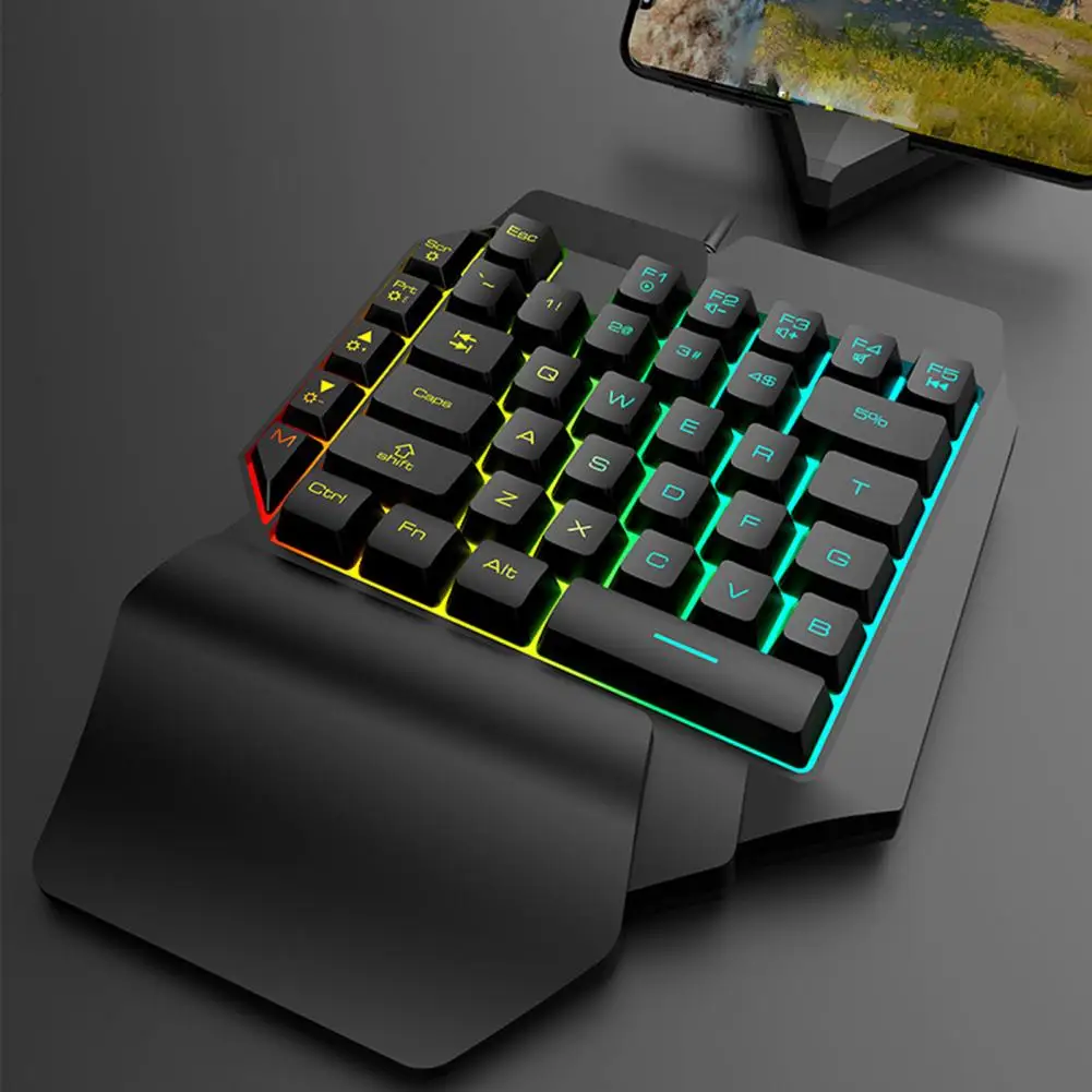 K15 Keyboard Glowing Characters Strong Resilience RGB One Handed Mechanical Gaming Keyboard for Computer