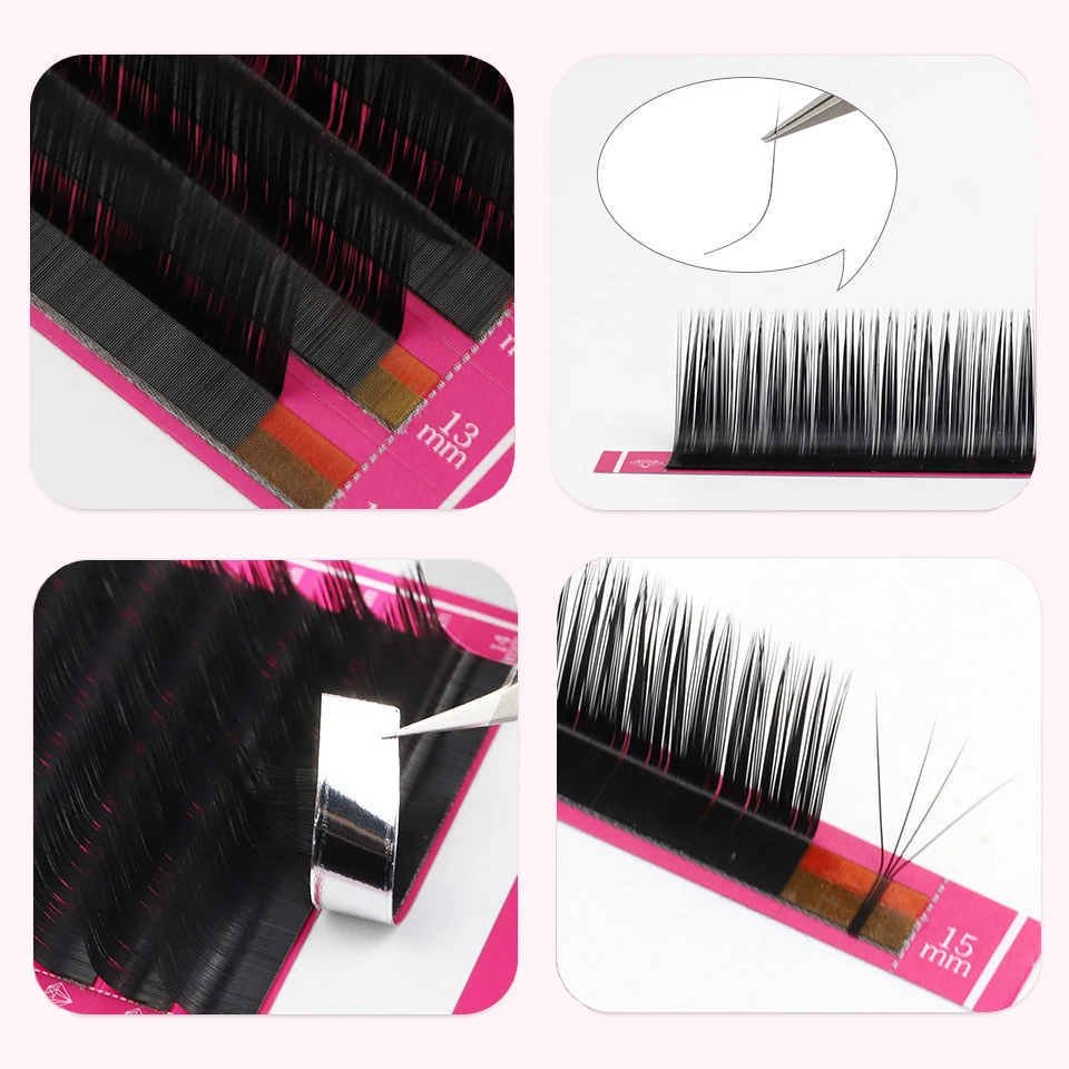 L+/LU(M) Curl False Eyelash Extensions Faux Mink Lash Individual Eyelashes Matte Black 8-15mm Mixed Soft N/L Shape Makeup Lashes