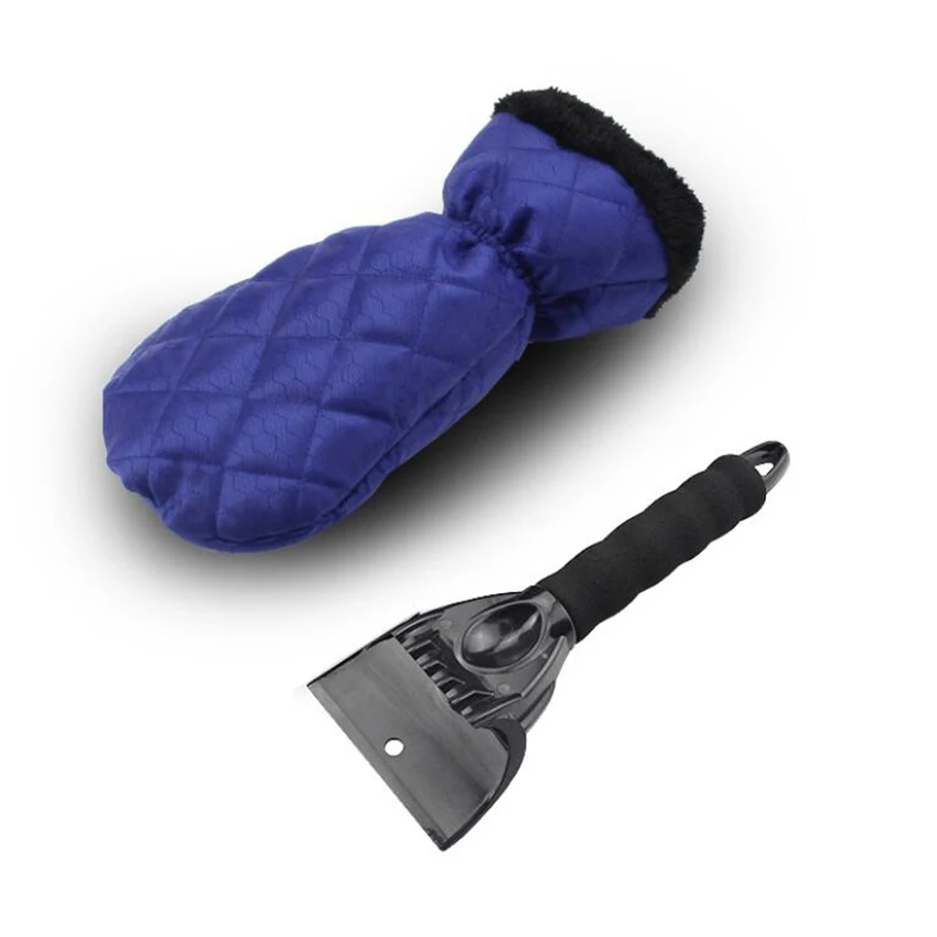 Ice Scraper Mitt for Car Windshield Thick Fleece & Waterproof Snow Remover Glove with Foam Grip, Snow Shovel for Window