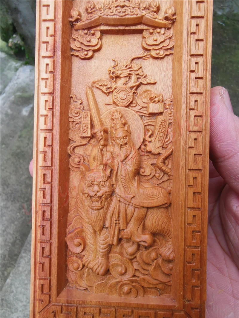 

Taoist token, lightning strike, jujujube Wood, relief, Tianshi Zhang, riding a tiger, token, Tianshi Zhang statue, handicrafts