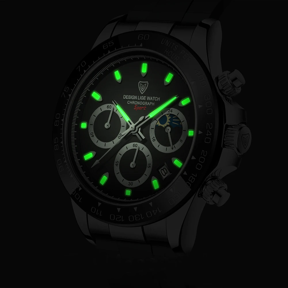 LIGE New Watches Men Luxury Brand Fashion Watch Big Dial Silicone Wristwatch Sport Waterproof Quartz Chronograph Clocks Relogio