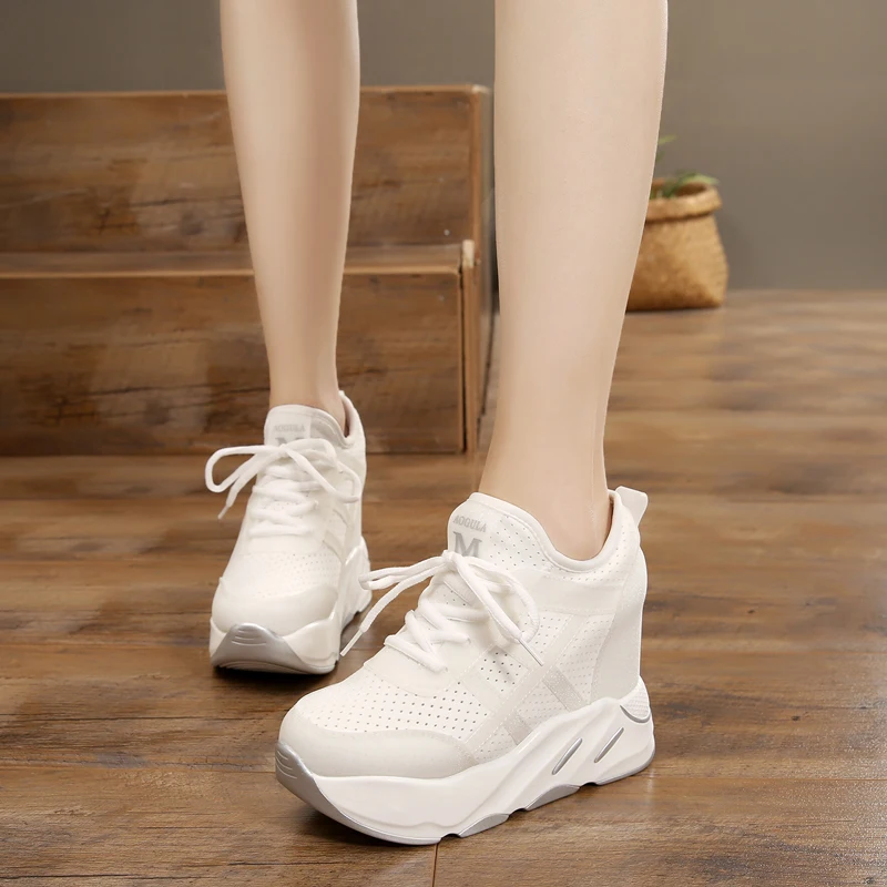 New 2023 Autumn Women Breathable Platform Casual Shoes Women Height Increased Vulcanized Shoes 10 CM Thick Sole Zapatos Mujer