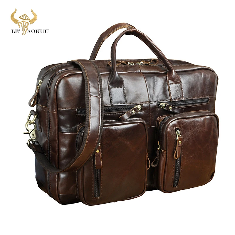 Original Leather Fashion Business Briefcase Messenger Bag Male Design Travel Laptop Document Case Tote Portfolio Bag k1013