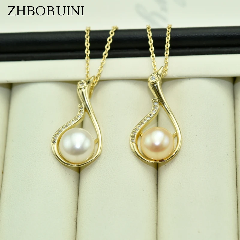 

ZHBORUIN 2024 Pearl Necklace 925 Sterling Silver Jewelry Real Pearl Simple Swan Choker Necklace Pendant Accessories Wholesale