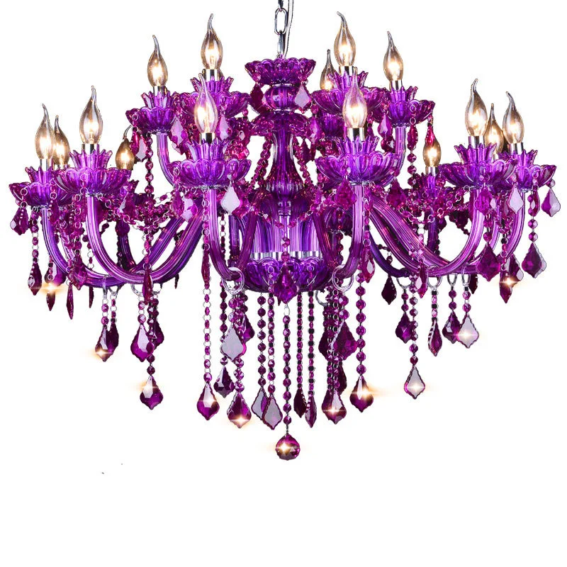 Imagem -03 - Antique Purple Crystal Chandelier Luzes Pingente Lâmpadas de Suspensão Lobby do Hotel Ktv Bar Sala Quarto Decorativo Europeu